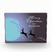 Vrolijk kerstfeest Magische Reindeer Moon Naam Fotoblokken (Voorkant)