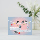 Vrolijk Kerstfeest - Magpies Bubbles Snow Feestdagenkaart (Staand voorkant)