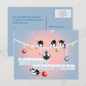 Vrolijk Kerstfeest - Magpies Bubbles Snow Feestdagenkaart (Voorkant / Achterkant)