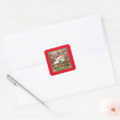 Vrolijk kerstfeest, Maltese Puppies, vakantiekleur Vierkante Sticker (Envelop)
