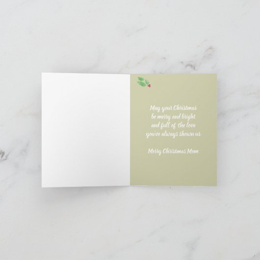 Vrolijk kerstfeest Mam Barn Owl Waterverf Feestdagen Kaart (Binnen)