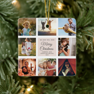 Vrolijk kerstfeest Mam Chic Blush Pink Foto Collag Keramisch Ornament