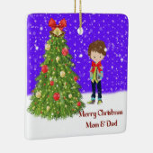 Vrolijk kerstfeest Mam en papa van Zoon Keramisch Ornament (Rechts)