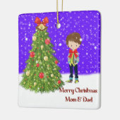 Vrolijk kerstfeest Mam en papa van Zoon Keramisch Ornament (Links)