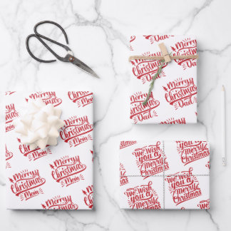 Vrolijk kerstfeest Mam Pap Typografie Family Holid Inpakpapier Vel