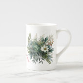 Vrolijk Kerstfeest Mama Groene Bloemen Porselein Kop (Rechts)