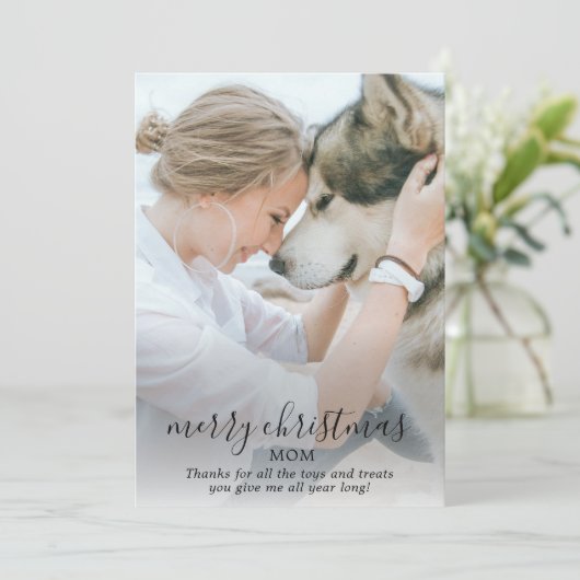 Vrolijk Kerstfeest Mama Hond Foto Feestdagenkaart (Staand voorkant)