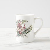 Vrolijk Kerstfeest Mama Wit Rood Groen Bloemen Porselein Kop (Rechts)