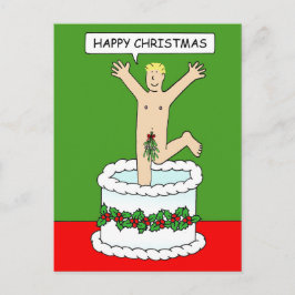 Vrolijk kerstfeest Man van een Cake Briefkaart