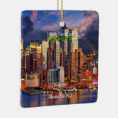 Vrolijk kerstfeest, Manhattan, NY Keramisch Ornament (Rechts)