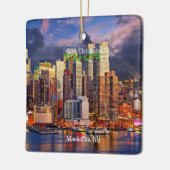Vrolijk kerstfeest, Manhattan, NY Keramisch Ornament (Links)