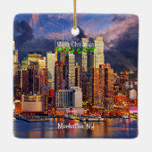 Vrolijk kerstfeest, Manhattan, NY Keramisch Ornament (Achterkant)