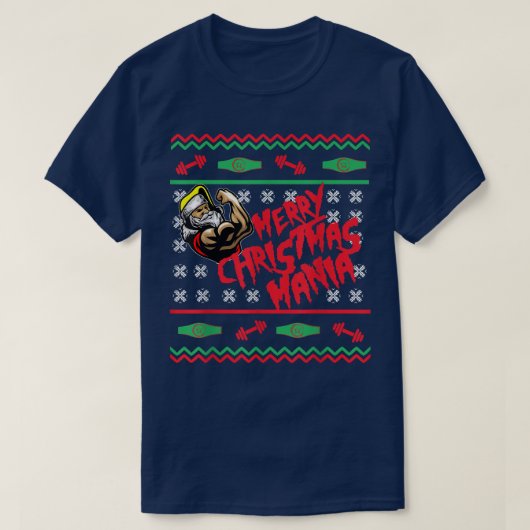 Vrolijk kerstfeest Mania Pro Wrestling Ugly Xmas S T-shirt (Design voorkant)