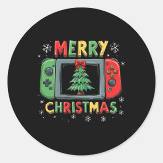 Vrolijk Kerstfeest Mannen Jongens Kinder Gaming Ga Ronde Sticker
