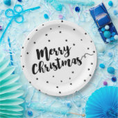 Vrolijk kerstfeest - Manuscript typografie en ster Papieren Bordje (Feest)