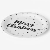 Vrolijk kerstfeest - Manuscript typografie en ster Papieren Bordje (Gekanteld)