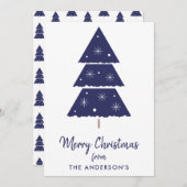 Vrolijk Kerstfeest Marine Kerstboom Sneeuwvlokken Feestdagenkaart (Voorkant / Achterkant)