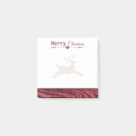 Vrolijk kerstfeest Marsala Rustic Reindeer 3x3 Post-it® Notes