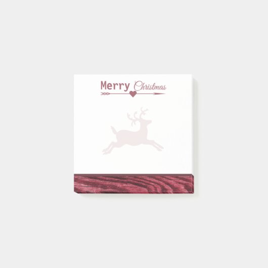 Vrolijk kerstfeest Marsala Rustic Reindeer 3x3 Post-it® Notes (Voorkant)