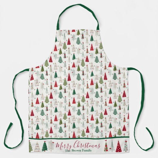 Vrolijk kerstfeest Matig Minimale kerstboom Schort (Voorkant)