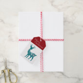Vrolijk kerstfeest Matin Red Blauwe Reindekerst Cadeaulabel (Met Touw)