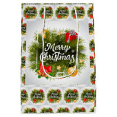 Vrolijk kerstfeest medium cadeauzakje (Achterkant)