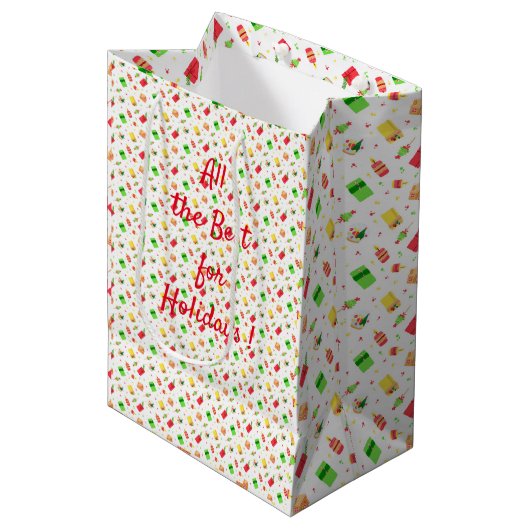 Vrolijk kerstfeest medium cadeauzakje (Voorkant Gekanteld)