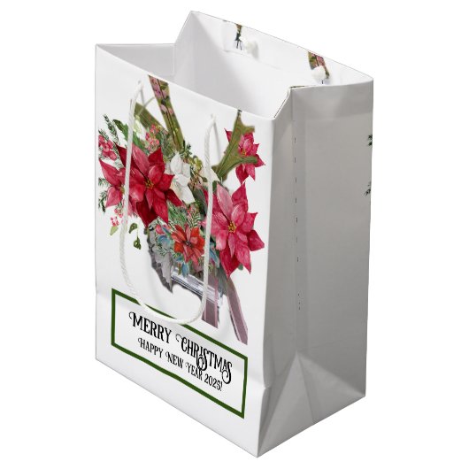 Vrolijk kerstfeest! medium cadeauzakje (Voorkant Gekanteld)