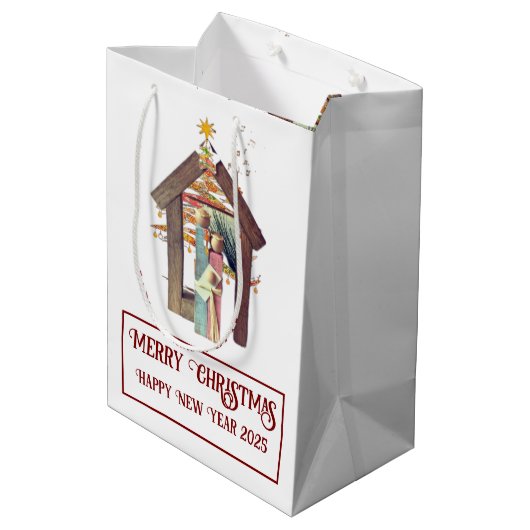 Vrolijk kerstfeest! medium cadeauzakje (Achterkant Gekanteld)