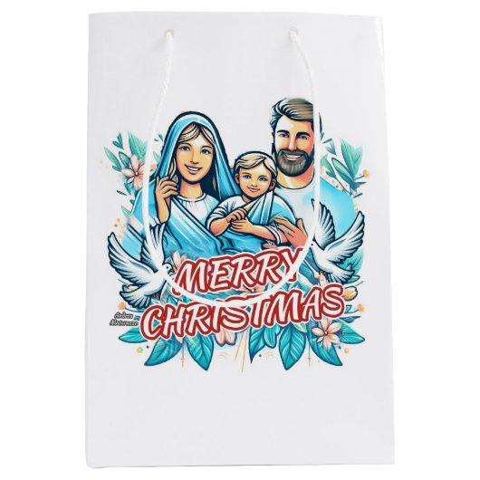 Vrolijk kerstfeest medium cadeauzakje (Voorkant)