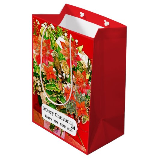 Vrolijk kerstfeest! medium cadeauzakje (Achterkant Gekanteld)