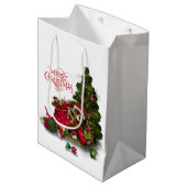 Vrolijk kerstfeest medium cadeauzakje (Voorkant Gekanteld)