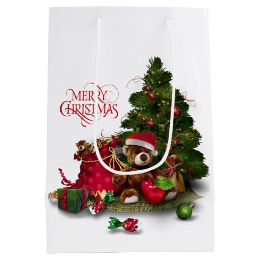 Vrolijk kerstfeest medium cadeauzakje (Achterkant)