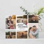 Vrolijk kerstfeest meerdere foto's feestdagenkaart (Staand voorkant)