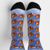 Vrolijk Kerstfeest met 1 Hartfoto en Naam Blauw Sokken (Top)