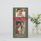 Vrolijk kerstfeest met 2 foto's - verticaal feestdagenkaart (Staand voorkant)