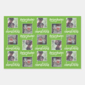 Vrolijk kerstfeest met 2 vierkante foto's - blauw  inpakpapier vel (Voorkant 2)