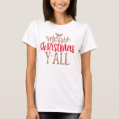 Vrolijk kerstfeest met alle fun Red Gold Typografi T-shirt (Voorkant)