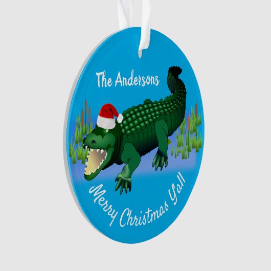 Vrolijk kerstfeest met Alligator Ornament (voorkant)