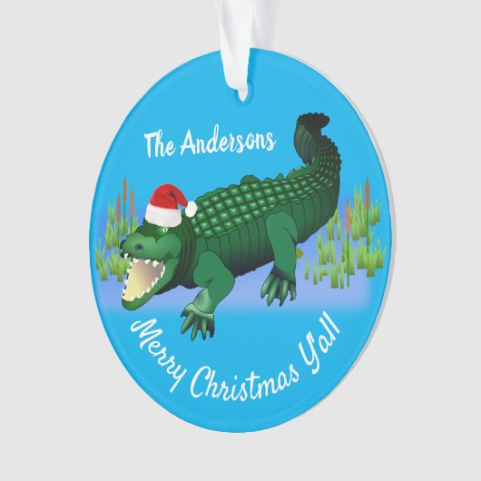 Vrolijk kerstfeest met Alligator Ornament (voorkant)