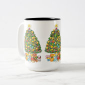 Vrolijk kerstfeest met Angel Tweekleurige Koffiemok (Voorkant links)