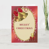 'Vrolijk kerstfeest' met bellen Feestdagen Kaart (Voorkant)