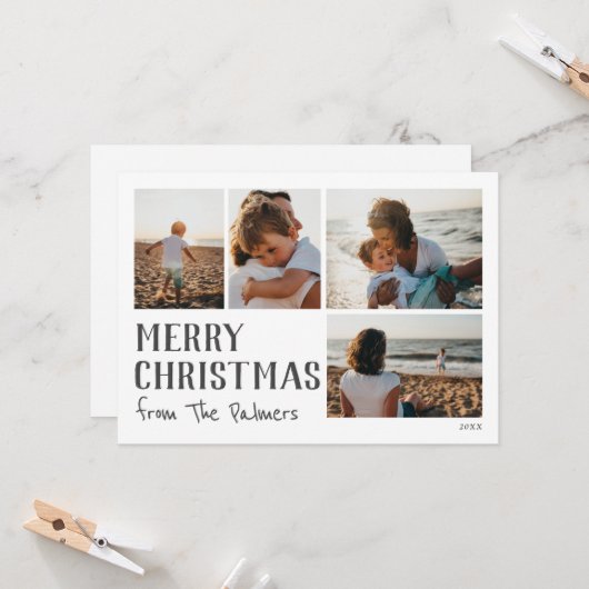 Vrolijk kerstfeest met bewerkbare fotokaart kaart (Voorkant / Achterkant in situ)