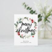 Vrolijk kerstfeest, met bladeren feestdagenkaart (Staand voorkant)