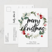 Vrolijk kerstfeest, met bladeren feestdagenkaart (Voorkant / Achterkant)