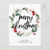 Vrolijk kerstfeest, met bladeren feestdagenkaart (Voorkant)