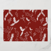 Vrolijk kerstfeest met bladeren van Wreated Red Folie Feestdagenkaart (Achterkant)