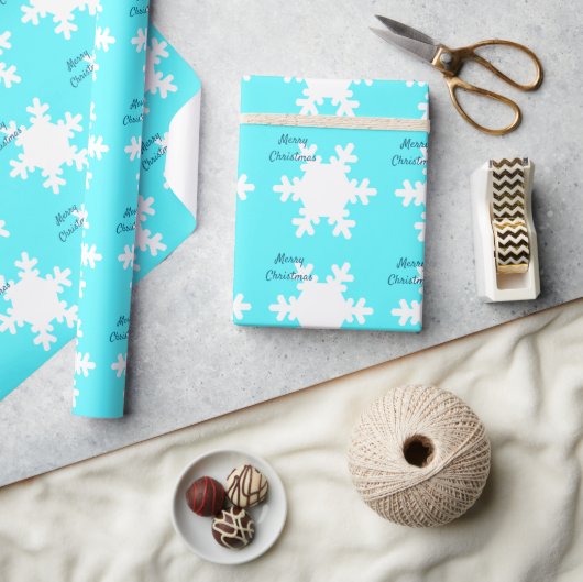 Vrolijk kerstfeest met blauw witte roebel cadeaupapier (Crafts)