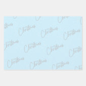 Vrolijk kerstfeest met blauwe sneeuw achtergrond inpakpapier vel (Voorkant)
