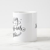 Vrolijk kerstfeest met bloemen/kerstcitaat/Mok Grote Koffiekop (Voorkant)